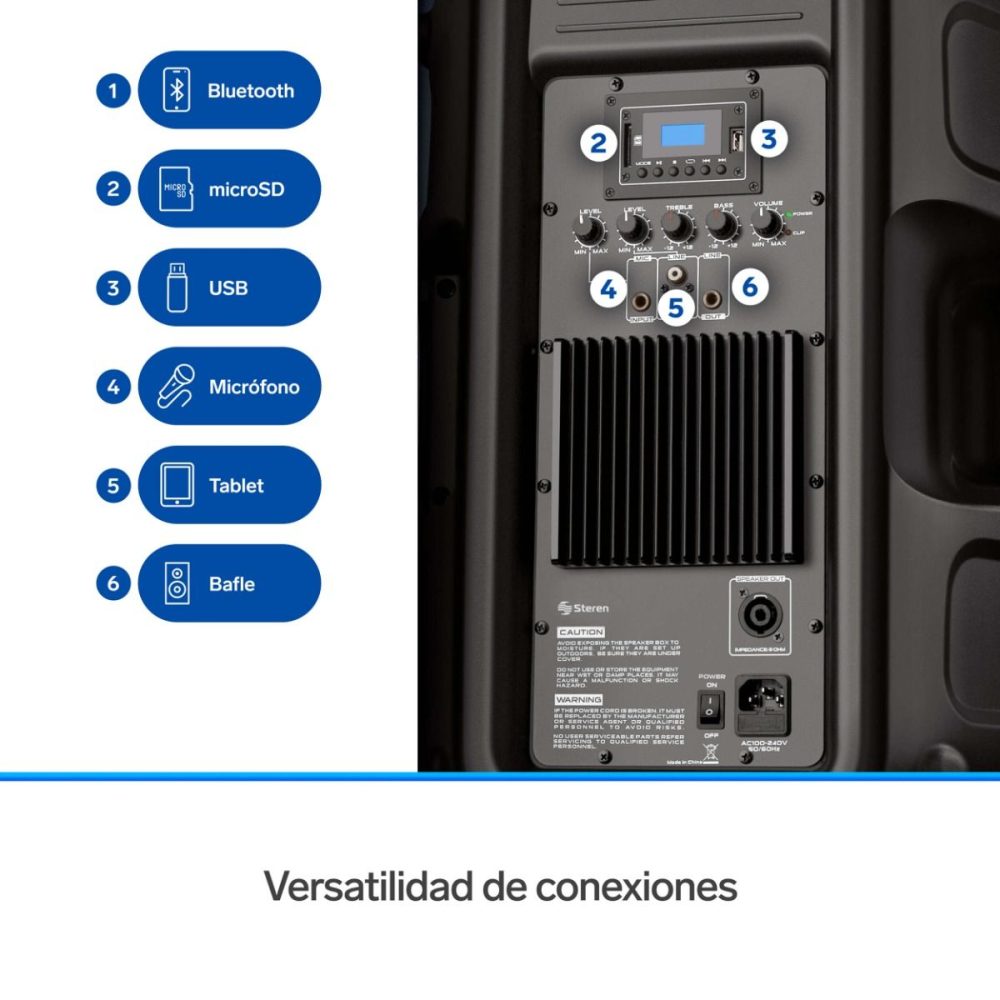 cabina activa de 15 pulgadas steren bat-15 de 2800w profesional