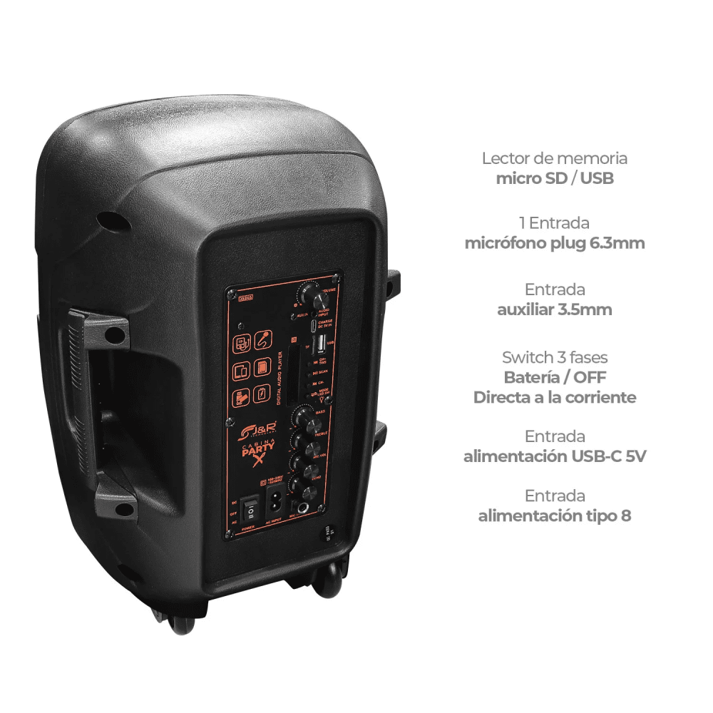 parlante activo de 8 pulgadas recargable